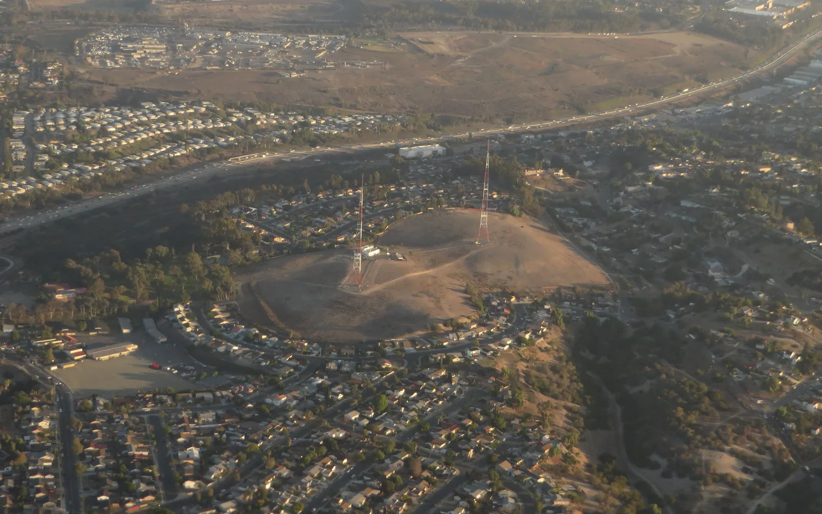 Aerial photograph of Emerald Hills residential neighborhood in San Diego County, showing dense suburban single-family homes arranged in typical post-war development patterns